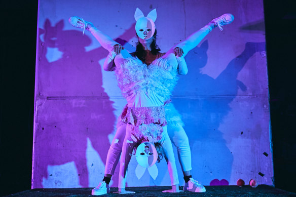 Willow J. Conway and Zya Kane as the butoh bunnies.