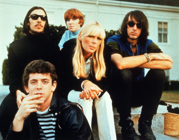 Nico, centre, with fellow Velvet Underground members, from left, Lou Reed (front), John Cale,  Maureen Tucker and Sterling Morrison.
