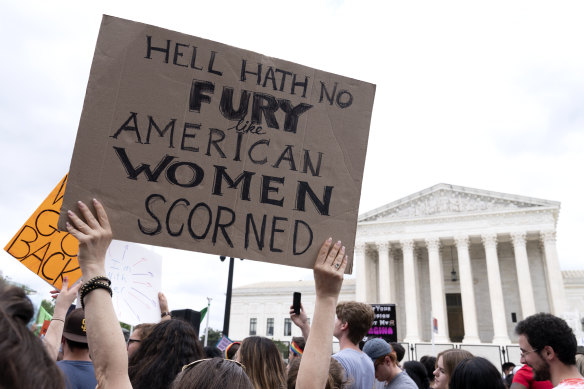 People protest following the Supreme Court’s decision to overturn Roe v. Wade in Washington, June 24, 2022