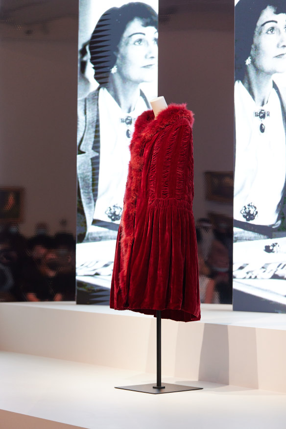 The red velvet and marabou feather cape recently acquired by the NGV is one of the highlights of the exhibition.