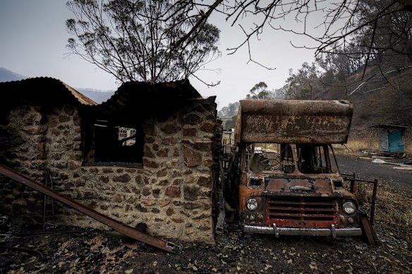 Mark Brooks lived in this house (now completely destroyed by fire) in Upper Thowgla valley near Corryong.