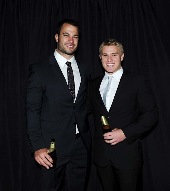Meninga Medal presentation night at the AIS Arena in Canberra. Raiders players David Shillington and Matt McIlwrick.