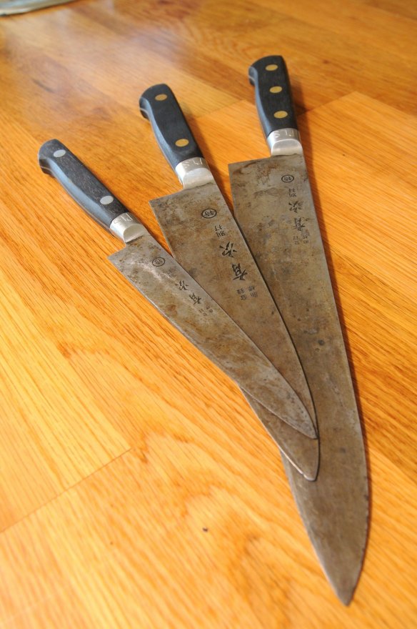 "I had these Aritsugu knives reshaped because I'm left handed."