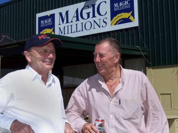 Harvey and Singleton at the Magic Millions sales in 2002.
