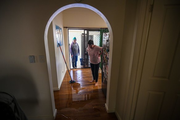 Brian and Glenys as the flood water enters from the back door.