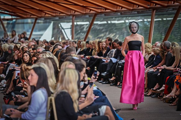 Models on the catwalk for Carla Zampatti's Spring/Summer 2015 collection showcase.