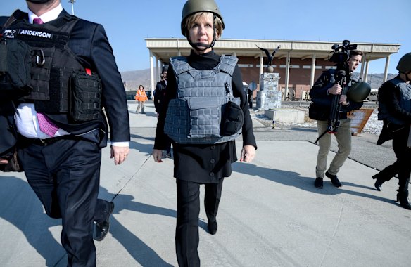 Foriegn Minister Julie Bishop visits Australian troops in Afghanistan on Australia Day in 2015.