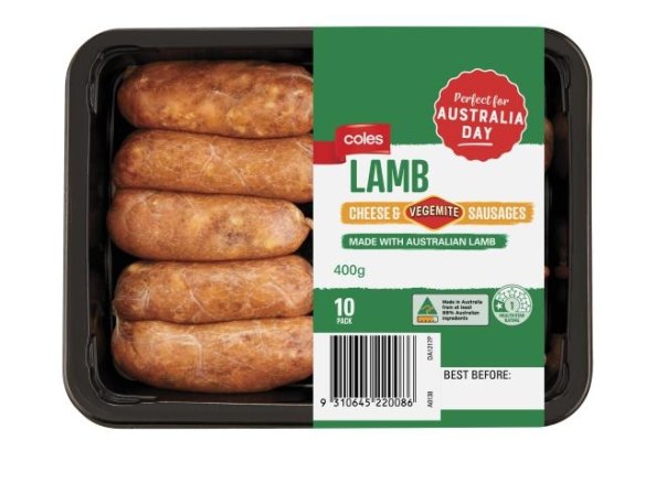 Coles brand lamb, cheese and Vegemite sausage special for Australia Day.