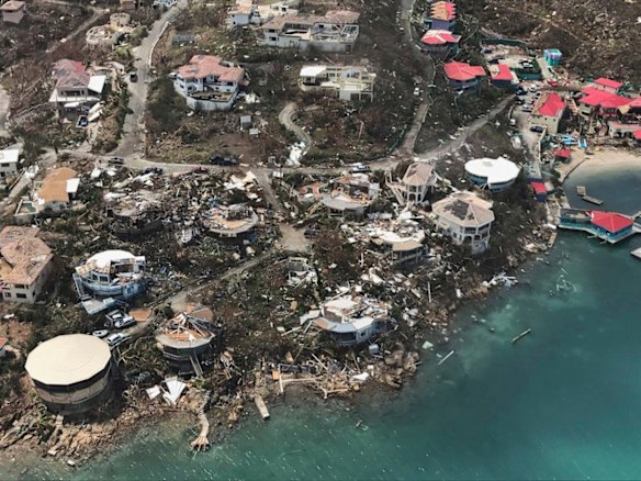 Storm damage in the aftermath of Hurricane Irma in Virgin Gorda's Leverick Bay in the British Virgin Islands. 