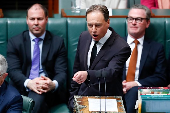 Health Minister Greg Hunt during Question Time at Parliament House in Canberra on Wednesday 25 October 2017. 