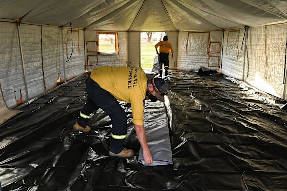 Signs for COVID testing in Wilcannia, which is experiencing a COVID outbreak.