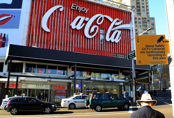 The iconic Coca-Cola sign undergoing an update. 27th June 2015.