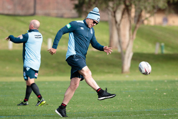 Getting his kicks: Brad Fittler has a relaxed approach to Origin that is deceptive.