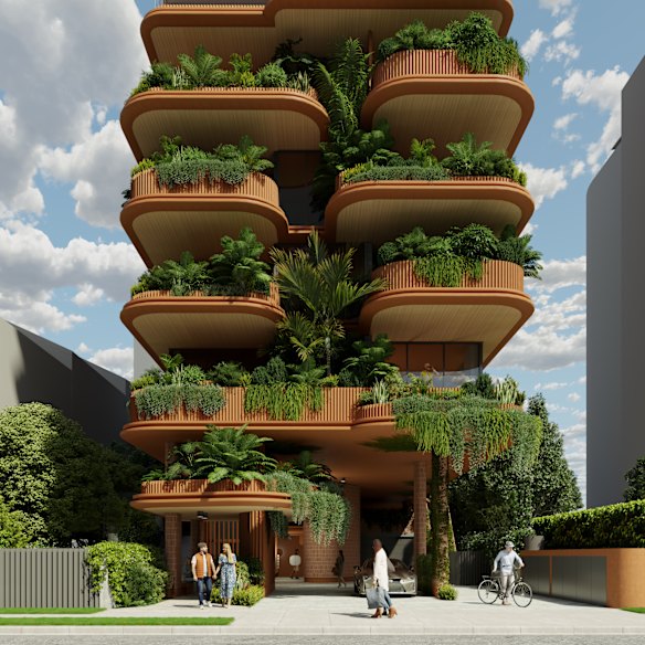 An artist impression of planned tower at 39 Lambert Street in Kangaroo Point, Brisbane. 