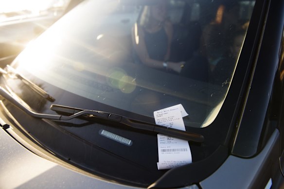 The girls from The Entrance High School were woken when they were given a parking ticket, after driving all night to arrive at Byron's Main Beach.