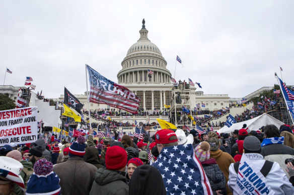 Rioters loyal to Donald Trump rally at the US Capitol in Washington on January 6, 2021. 