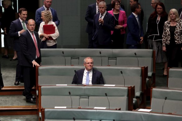 Prime Minister Scott Morrison during debate in the House of Representatives.