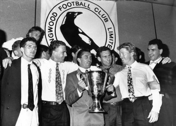 Those were the days: Tony Shaw and teammates with the 1990 premiership cup. 