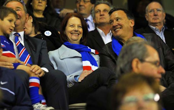 Julia Gillard and partner Tim Mathieson at the game.
