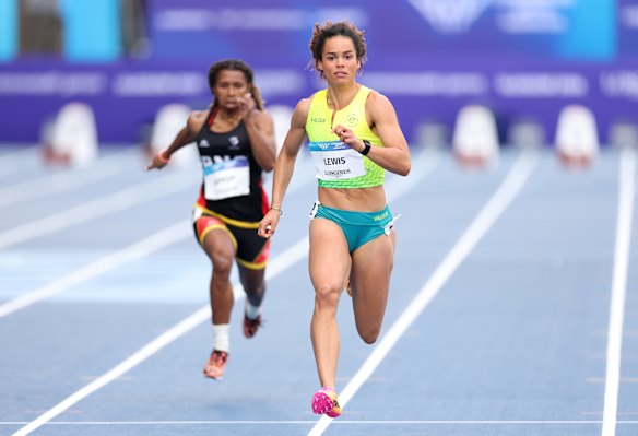 Running on: Australian sprinter Torrie Lewis was one of three Australian women to advance into the 100m semi-finals.