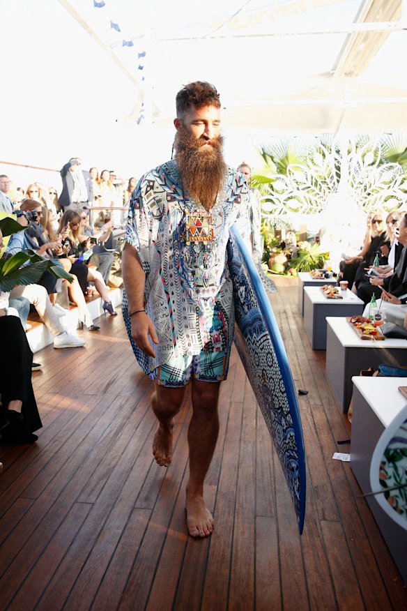 A model walks the runway during the Camilla show at Mercedes-Benz Fashion Week Resort 17 Collections at The Seadeck on May 19, 2016 in Sydney, Australia.
