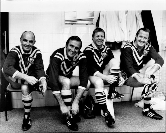 The Immortals, Civil Churchill, Reg Gasnier, Bob Fulton, and Johny Raper in 1981.
