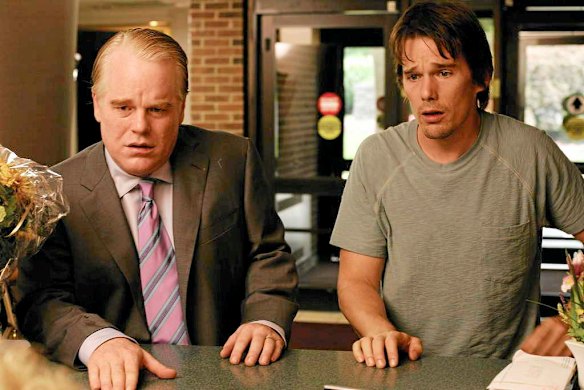 With Ethan Hawke in Sidney Lumet's <i>Before The Devil Knows You're Dead</I> in 2008.