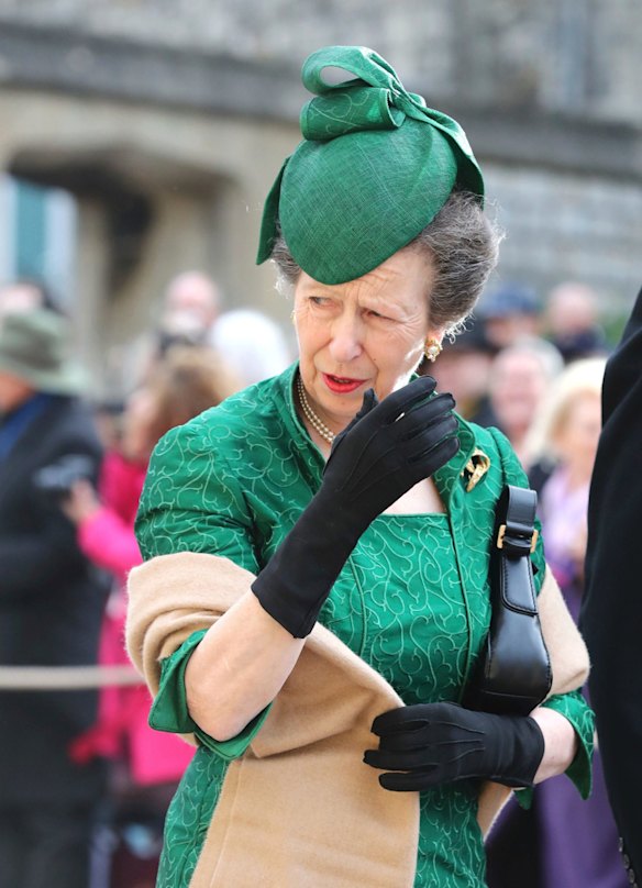 Britain's Princess Anne arrives ahead of the wedding of Princess Eugenie of York and Jack Brooksbank.