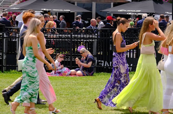 People enjoying the day at Flemington.