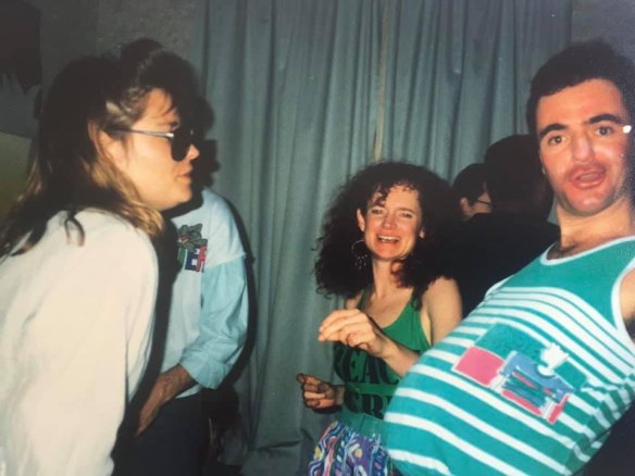 Helen Pitt and friends living in London, turn up the heater at home and host an Australian beach party in 1990.