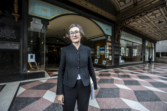 Sydney solicitor Catherine Hunter outside Sydney's Downing Centre courthouse.