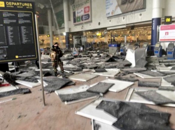 Explosion at Brussels airport.
