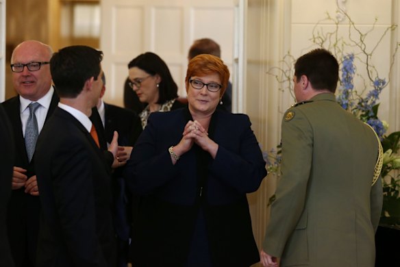 Marise Payne before the ministry swearing in ceremony at Government House in Canberra on Monday 21 September 2015. Photo: Andrew Meares