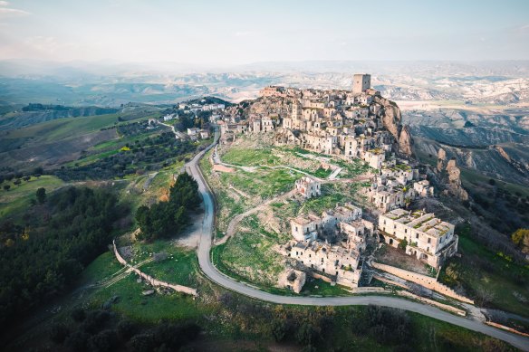 From a distance, Craco looks like a gigantic sandcastle.