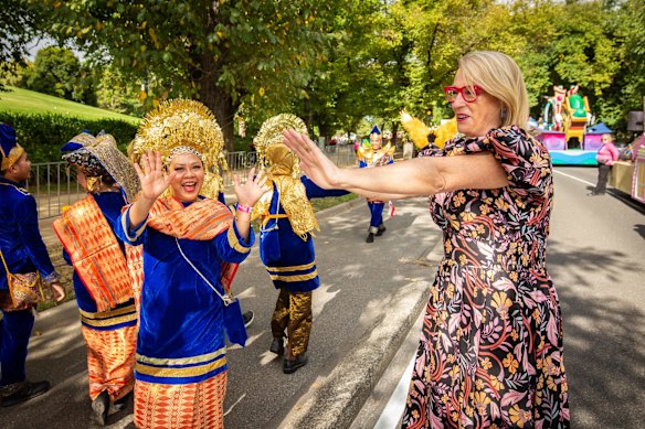 Lord Mayor Sally Capp at the Moomba Parade.