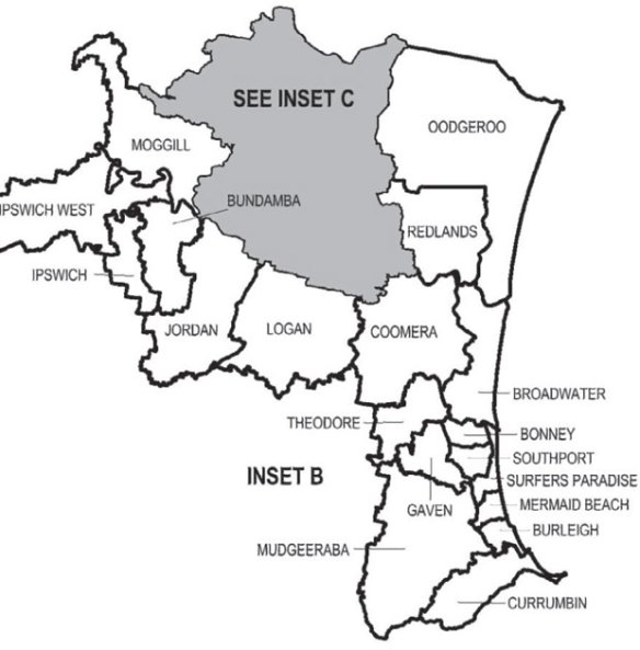 Ipswich and Gold Coast electorates. 