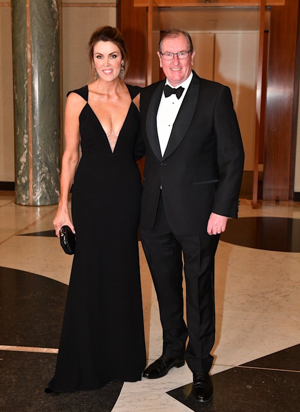 Peta Credlin and husband Brian Loughnane arrive for the annual Mid Winter Ball at Parliament House in Canberra, Wednesday, September 12, 2018.