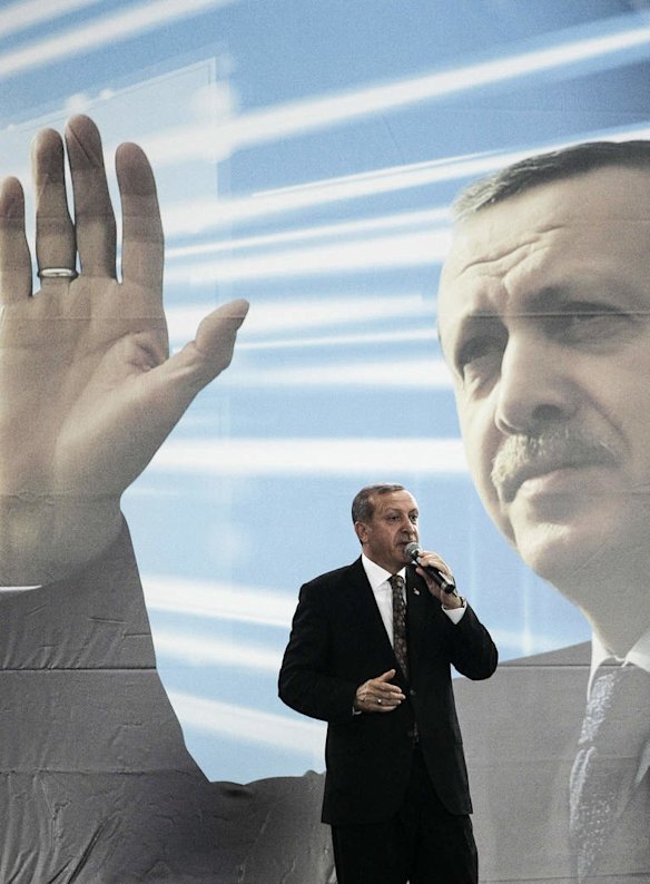 Turkish Prime Minister Recep Tayyip Erdogan gives a speech in Austria earlier this year.