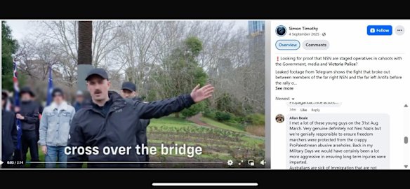 Allan Beale commenting on a social media post featuring neo-Nazi Thomas Sewell.