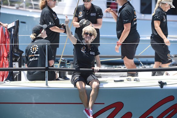 Julie Bishop on Wild Oats X during the Sydney to Hobart yacht race.
