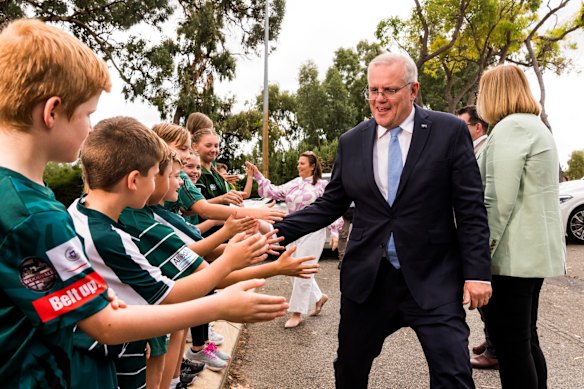 Prime Minister Scott Morrison and Jenny Morrison visits Wanneroo Rugby Union Club for a BBQ with members of the club, in the seat of Pearce. 