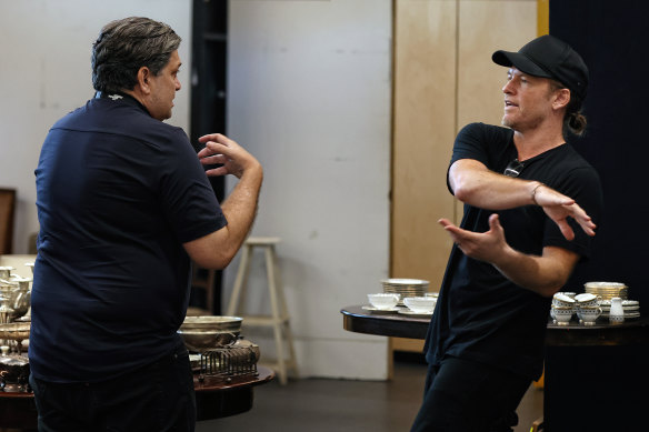 Actor Sam Worthington (right) in rehearsal with director Wesley Enoch for the Sydney Theatre Company’s production of ‘Appropriate’.