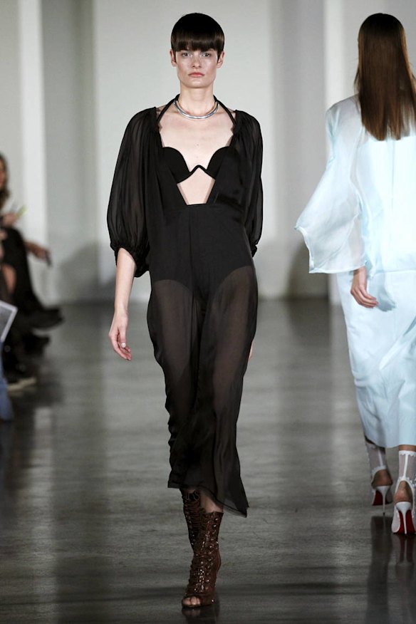 Model shows clothing by Willow during London Fashion Week.