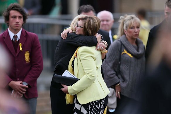 Friends and family gather to say farewell to Luke Batty.