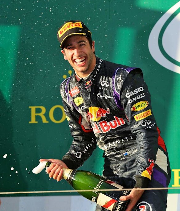 Australian Red Bull driver Daniel Ricciardo in second place.