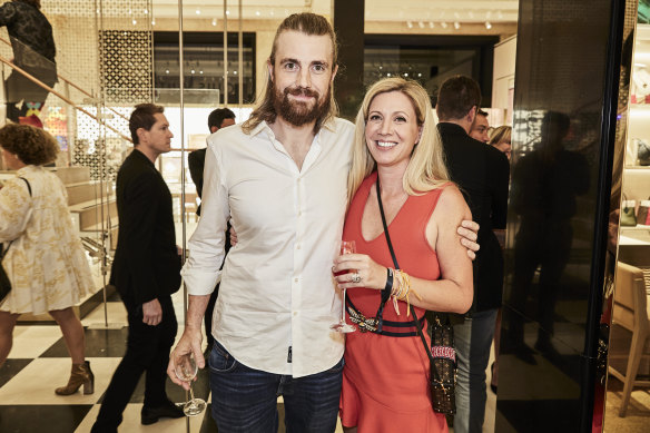 Mike Cannon-Brookes with wife Annie Todd at the re-opening of the Sydney Louis Vuitton flagship store. 