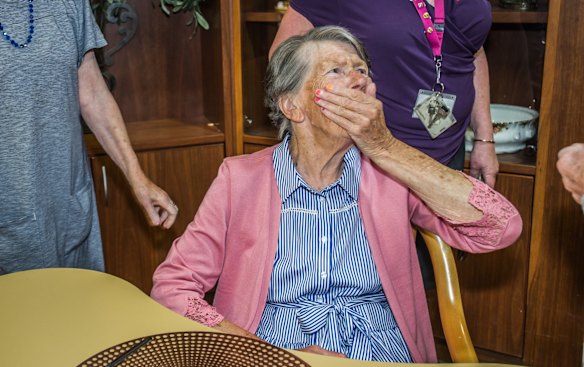 Uniting Care Mirinjani retirement village has granted a lifelong wish for resident Berenice Benson to meet a real New York city cop (something she mentions every tine she gets into the facility lift featuring a poster of the New York skyline). NYPD Detective Howard Shank was glad to accommodate. 