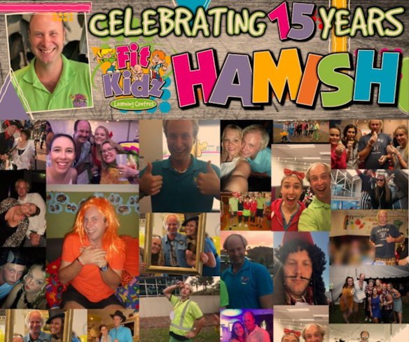 A collage comprising multiple images of Tait was posted online by Fit Kidz to mark his anniversary with the childcare business.