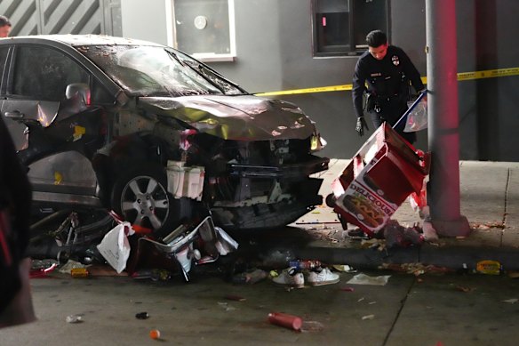 A car rammed into a crowd as they waited to enter a nightclub in Los Angeles.