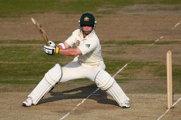 Phillip Hughes during a tour match between Sussex and Australia on the 2009 Ashes tour.